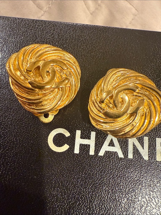 CHANEL Jewelry - CHANEL Gold Twisted CC Clip-On Earrings